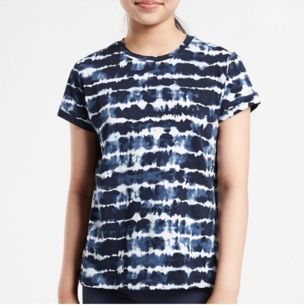 Athleta Girl Tie Dye Daily Tee Navy And White Girls L/12